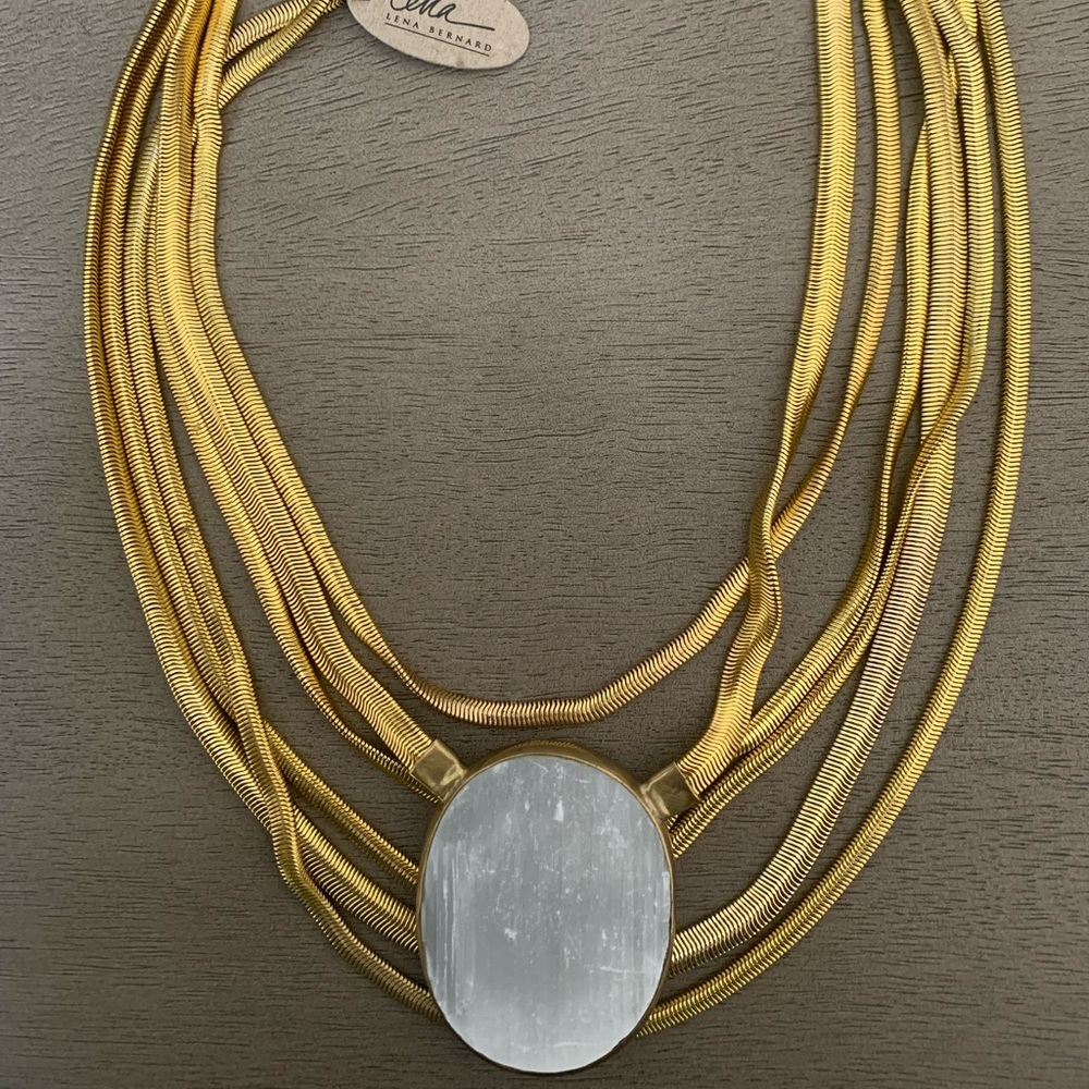 LENA BERNARD ANTHRO PEARL GOLD TONE NECKLACE